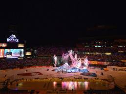 NHL Stadium Series and E2K Events and EntertainmentO - FEBRUARY 27: The music group The Fray performs during the first intermission of the 2016 Coors Light Stadium Series game between the Detroit Red Wings and the Colorado Avalanche at Coors Field on February 27, 2016 in Denver, Colorado. (Photo by Noah Graham/NHLI via Getty Images)